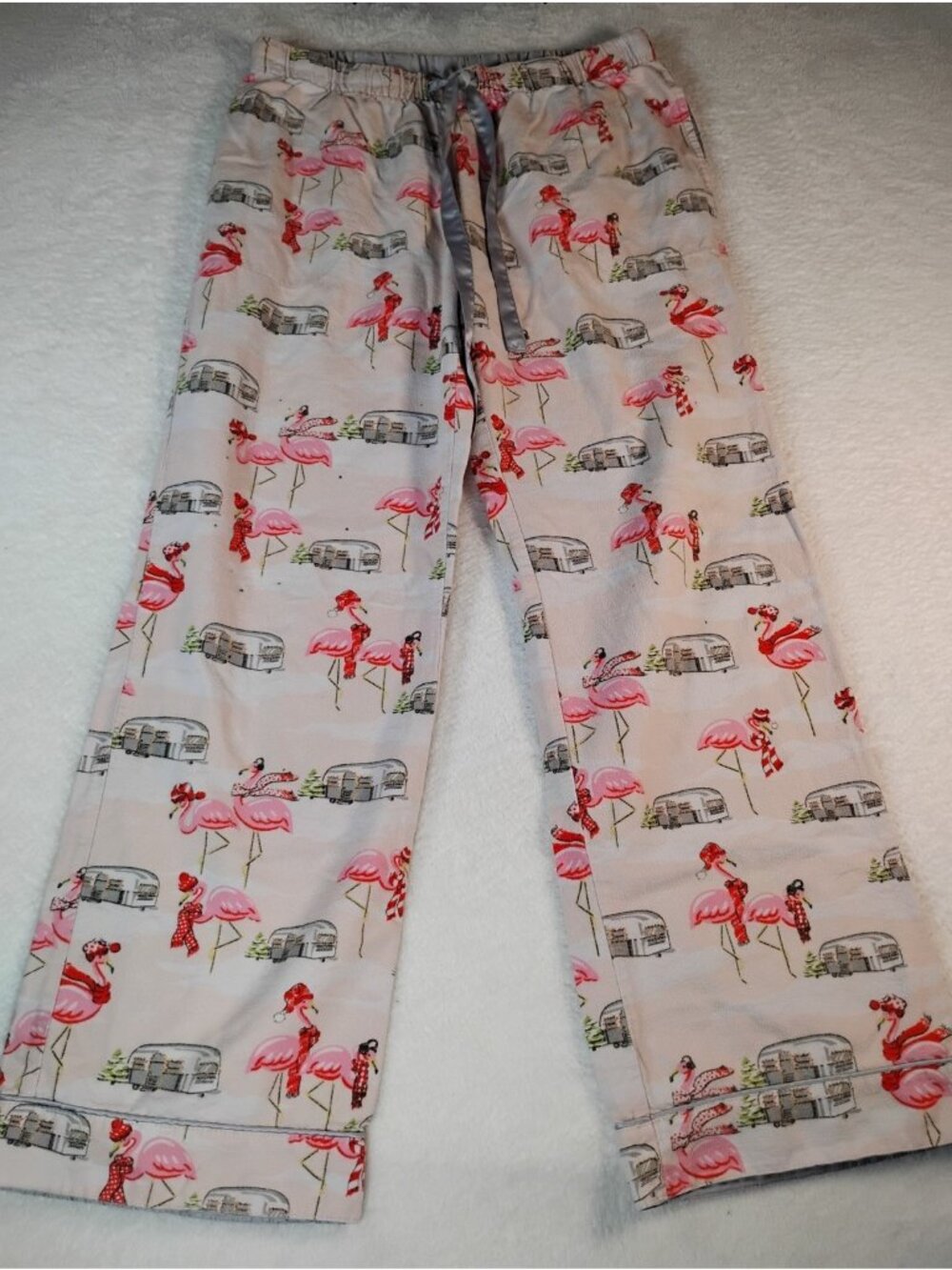 Nick & Nora Flannel Pajama Pants Holiday Flamingo & Airstream Comfy Pull On Sz S